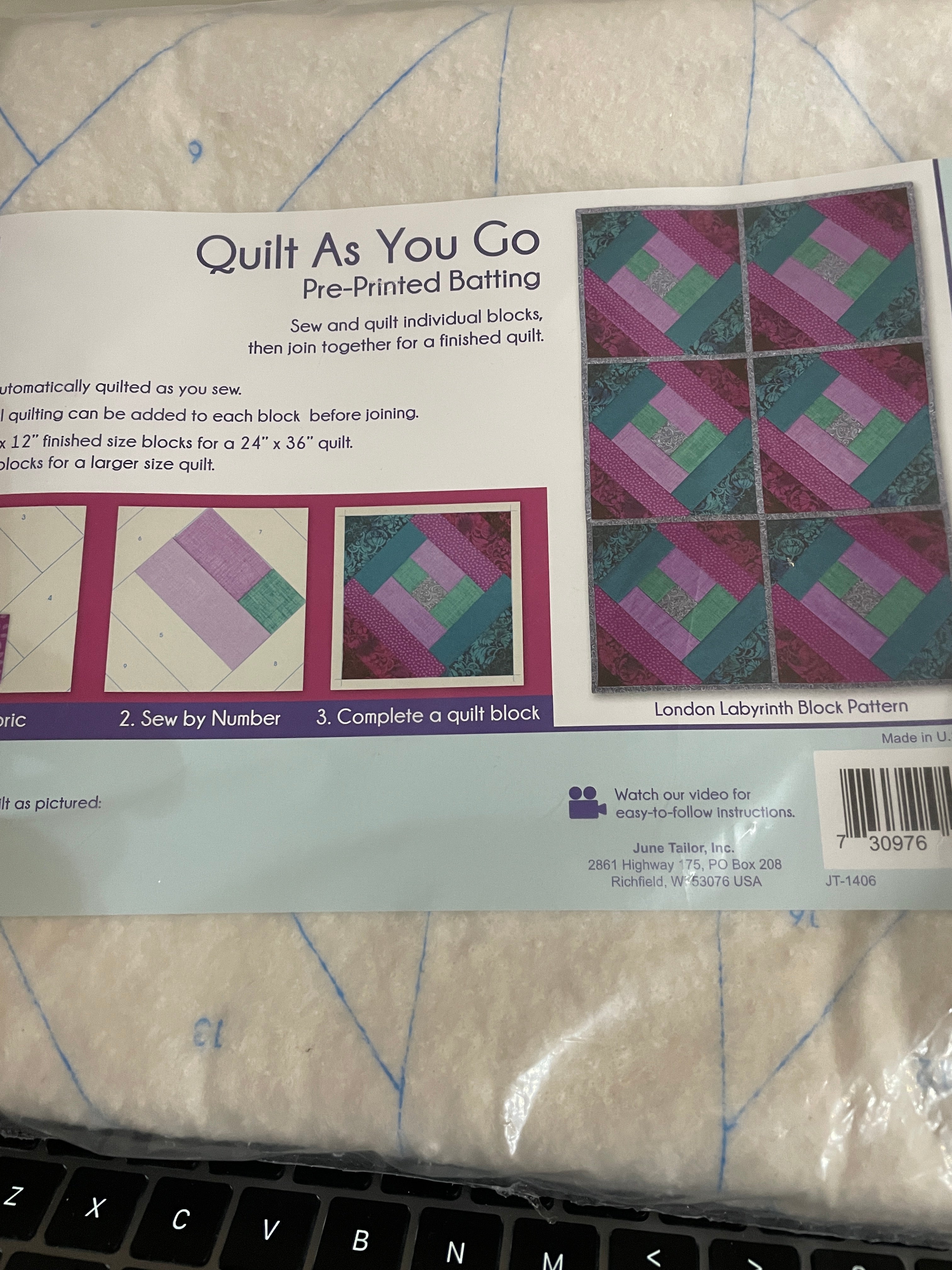 June Tailor Quilt As You Go Pre-Printed Wadding Batting