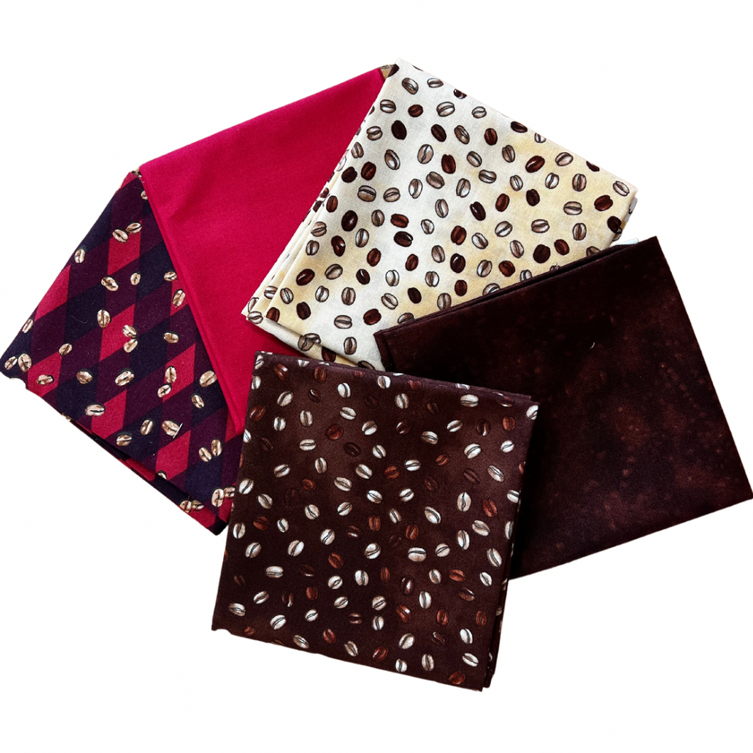 Assorted Pack of 5 Fat Quarters Red