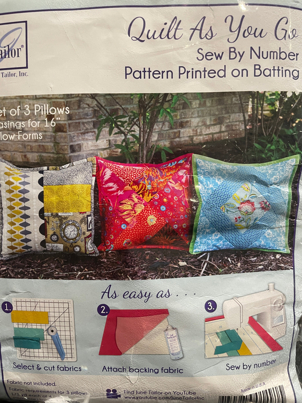 June Tailor  Quilt As You Go  Sew by Numbers  Pillows/Cushions
