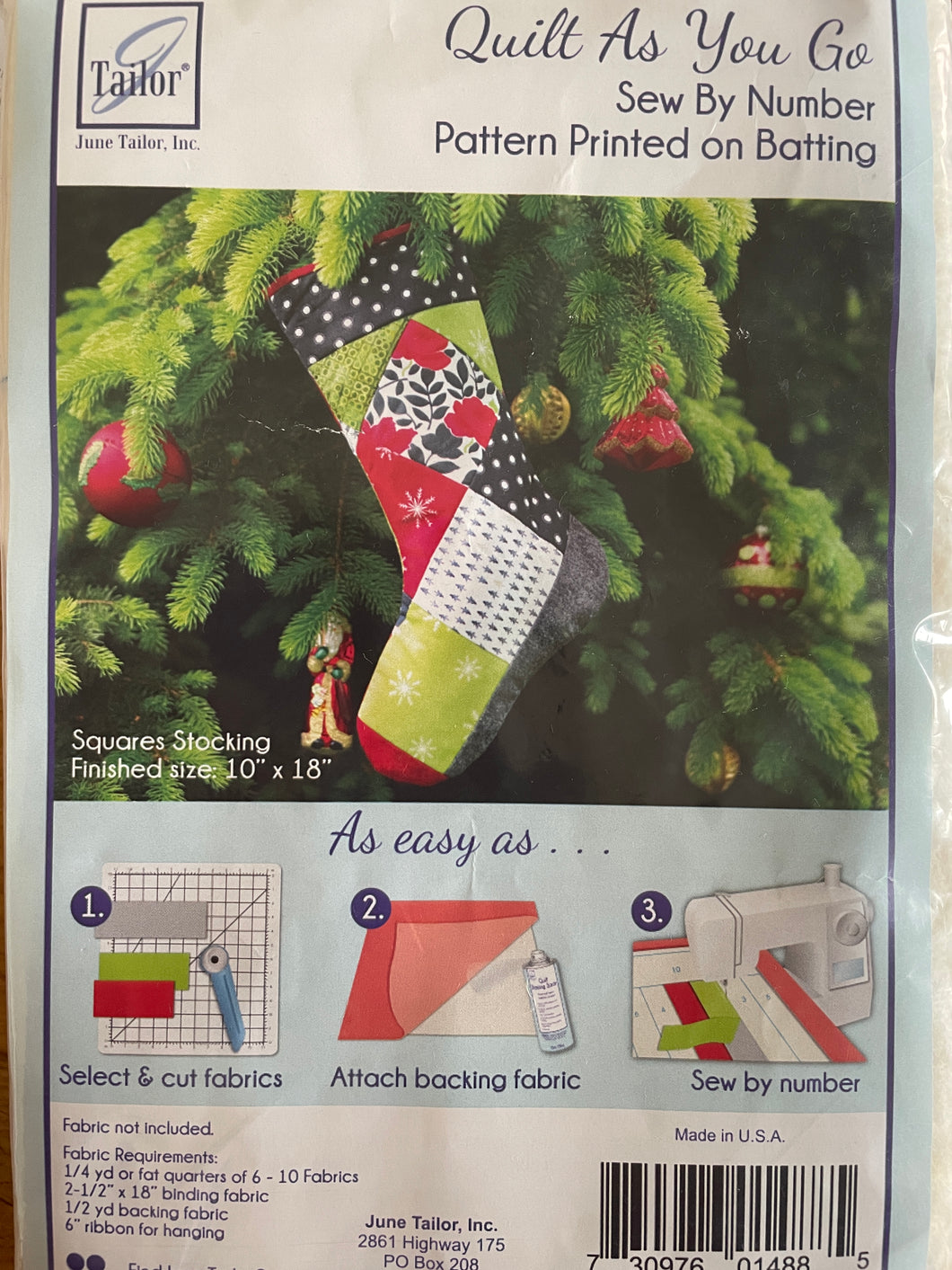 June Tailor Squares stocking  Quilt As You Go