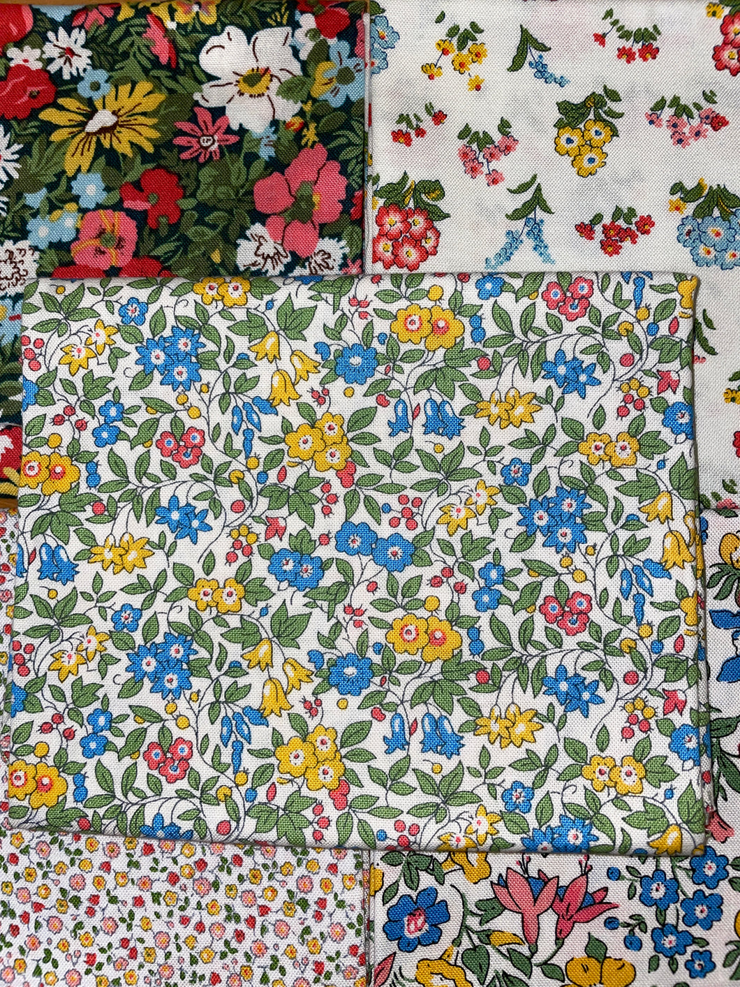 'Flower Show Collection' (Flowers Green) Fat Quarters - Liberty Fabric